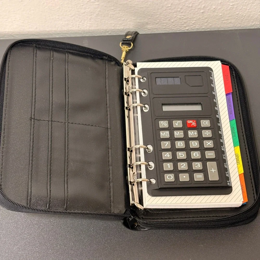 Advantage Organizer Planner Wallet Unisex OS Black Excellent Vintage Wristlet